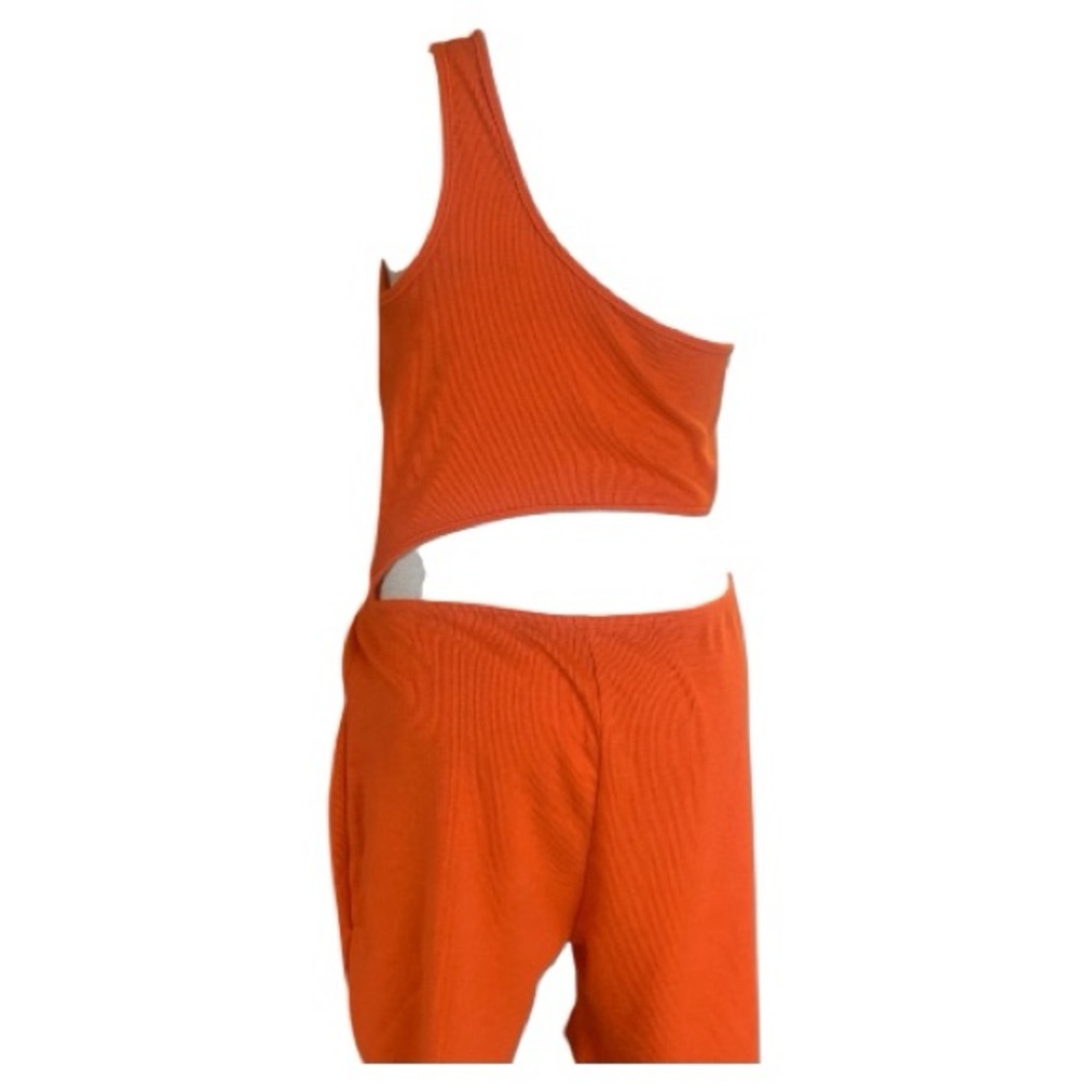 Orange One-Shoulder Romper